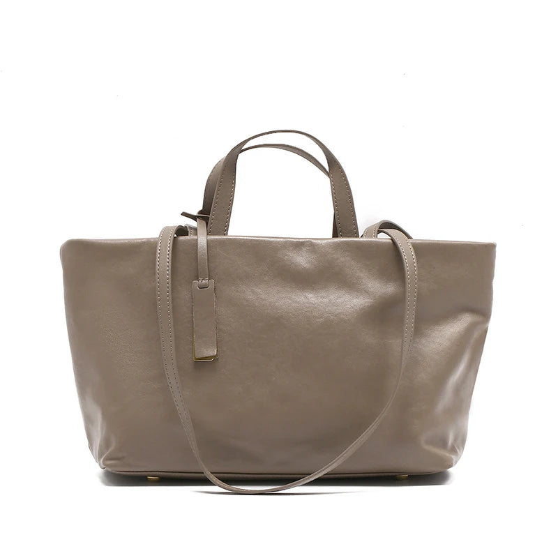 Glossy Espresso Leather Dual-Handle Commuter Tote