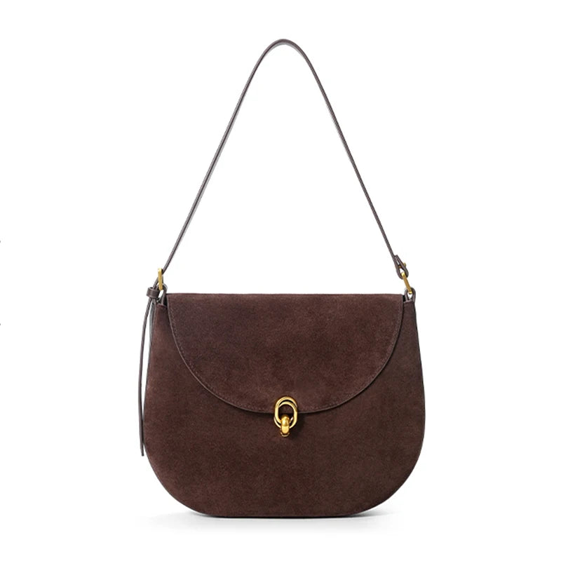 Suede Saddle Shoulder Bag