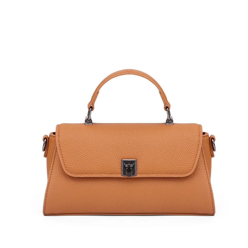 Camel Pebbled Flap Satchel