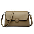 Taupe Leather Flap Crossbody Bag