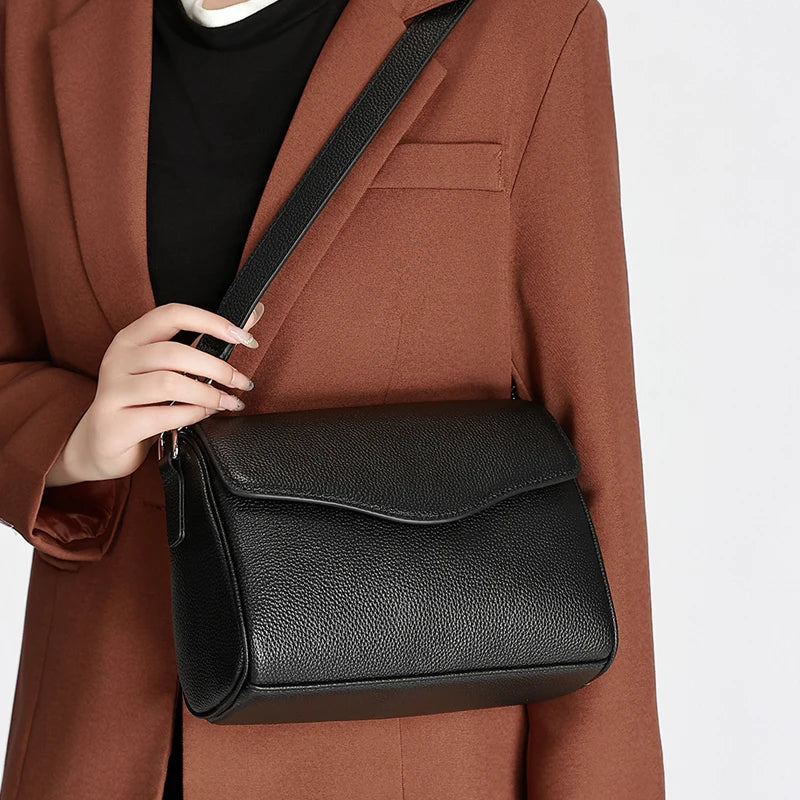 Cream Pebbled Flap Shoulder Bag