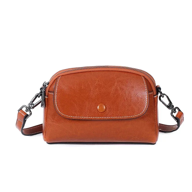 Brown Leather Phone Crossbody Bag