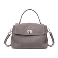 Suede Turn-Lock Shoulder Bag