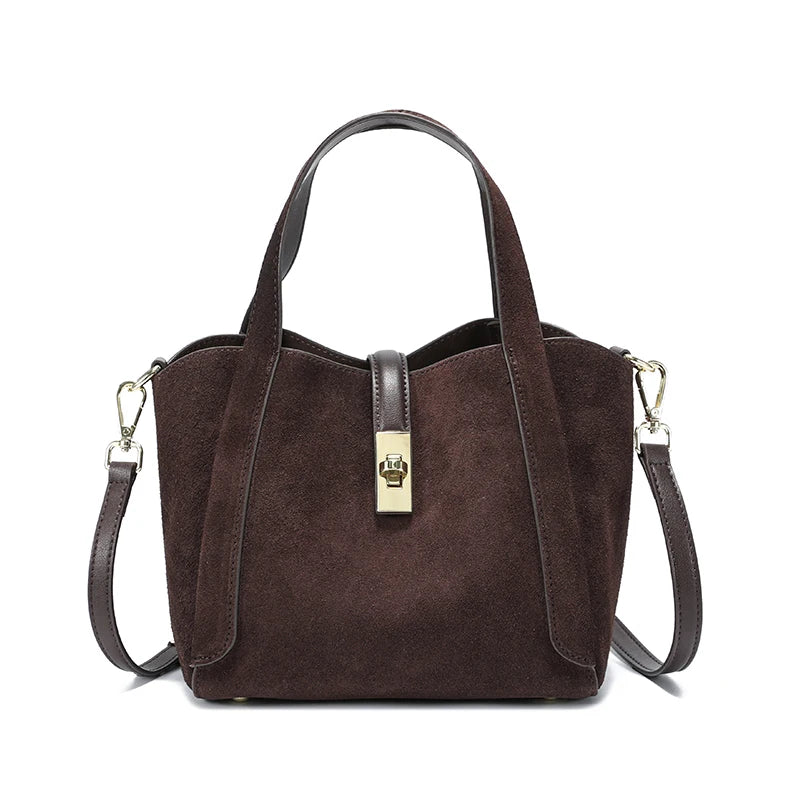 Pebbled Leather Turn-Lock Tote Crossbody Bag