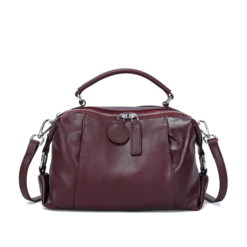 Black Leather Barrel Satchel