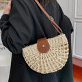 Half Moon Woven Straw Crossbody