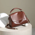 Glossy Brown Leather City Satchel