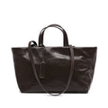 Glossy Espresso Leather Dual-Handle Commuter Tote
