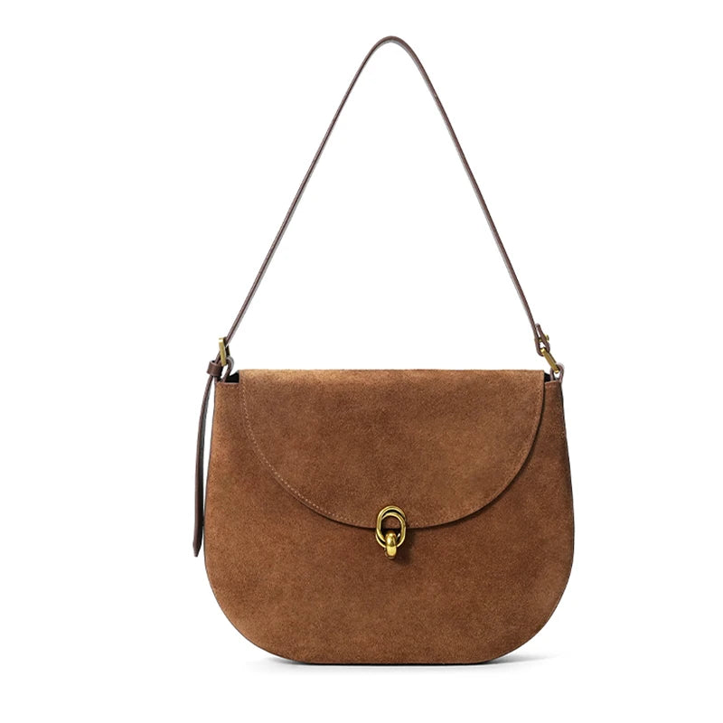 Suede Saddle Shoulder Bag