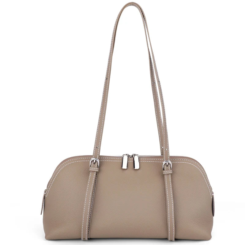 Taupe Double Strap Shoulder Bag
