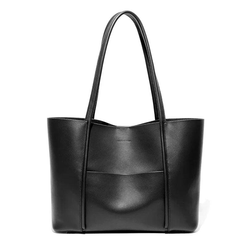 Minimalist Brown Leather Commuter Tote