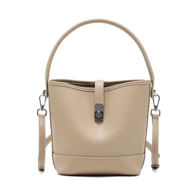 Beige Bucket Bag with Top Handle