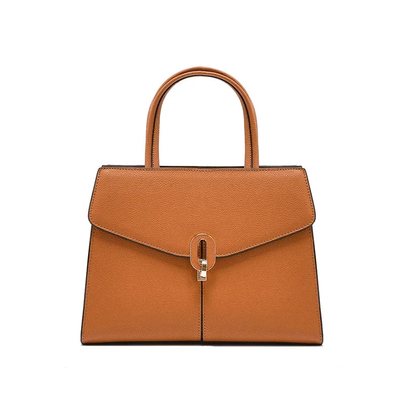 Stone Leather Lock Satchel