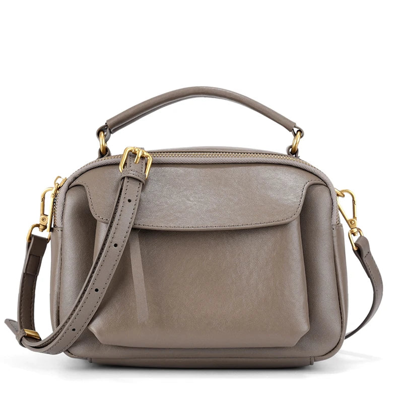 Vintage Leather Pocket Crossbody Bag