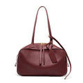 Burgundy Leather Bowling Shoulder Bag