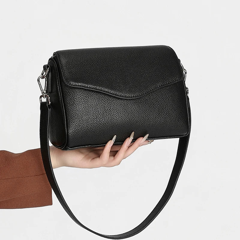 Cream Pebbled Flap Shoulder Bag