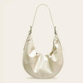 Silver Metallic Crescent Shoulder Bag