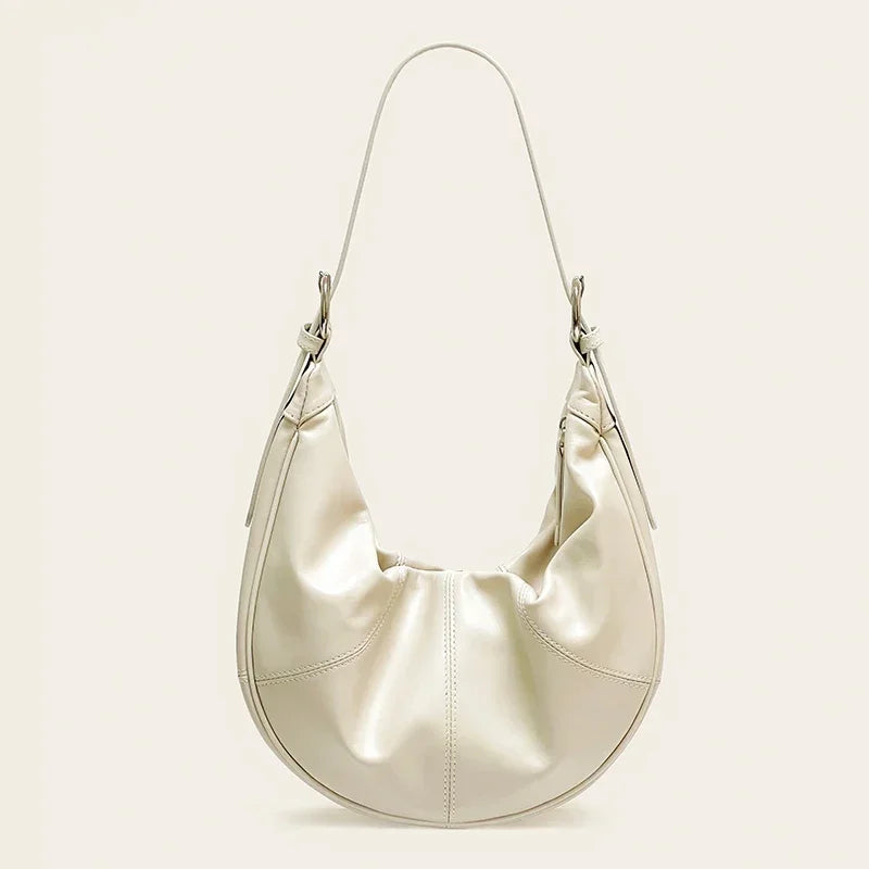 Silver Metallic Crescent Shoulder Bag
