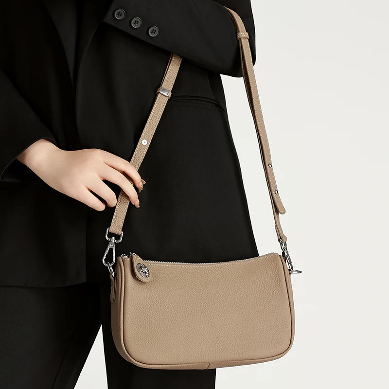 Black Pebbled Leather Baguette Bag