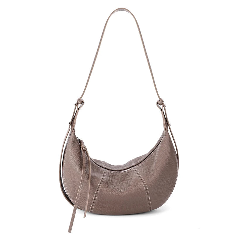 Burgundy Soft Leather Half Moon Shoulder Bag