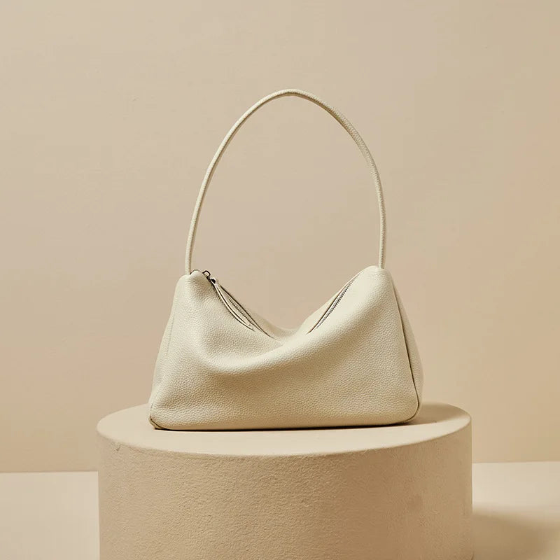 Cream Slouchy Leather Shoulder Bag