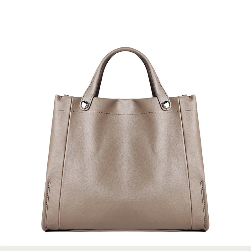 Brown Leather Top Handle Tote