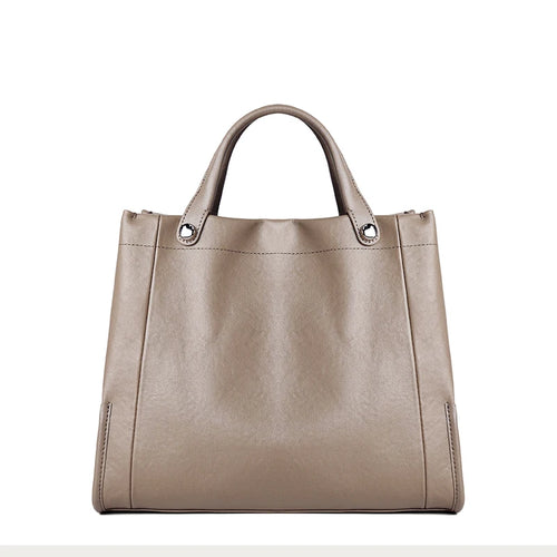 Brown Leather Top Handle Tote