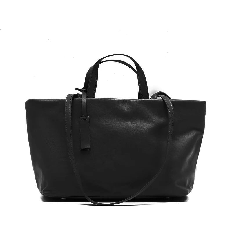 Glossy Espresso Leather Dual-Handle Commuter Tote