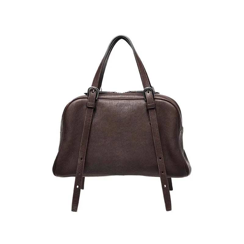 Mocha Leather Dome Satchel