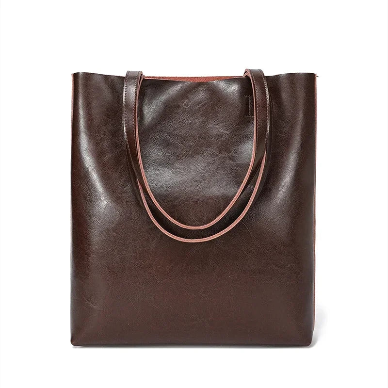 Dark Brown Leather Carryall Tote