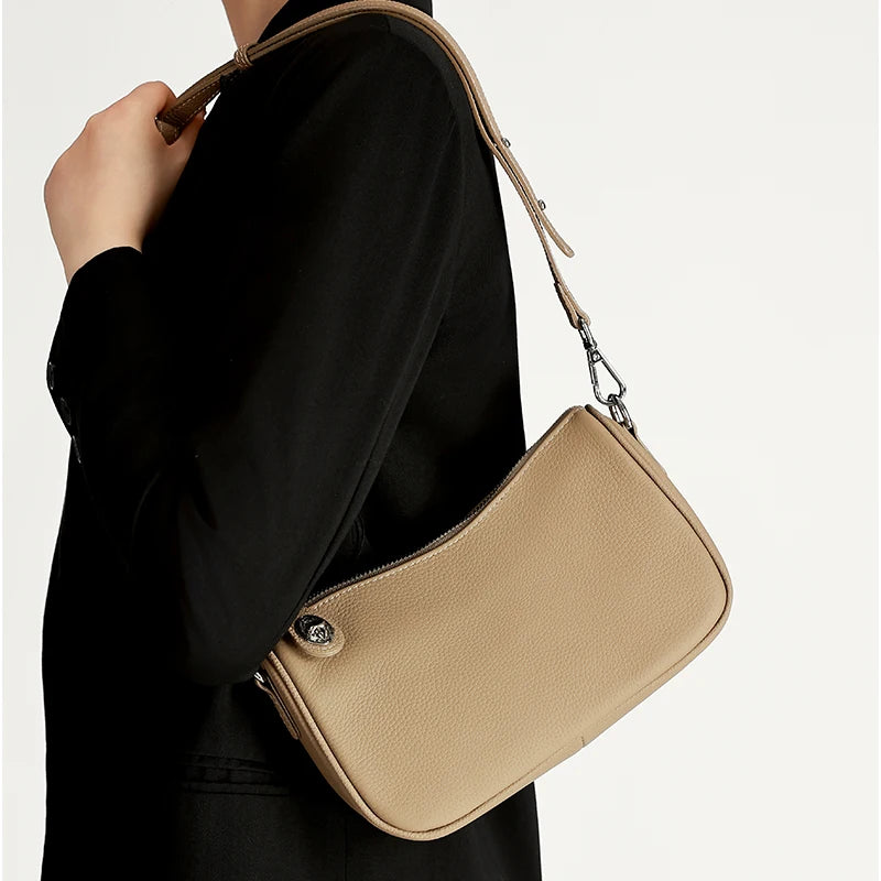 Black Pebbled Leather Baguette Bag