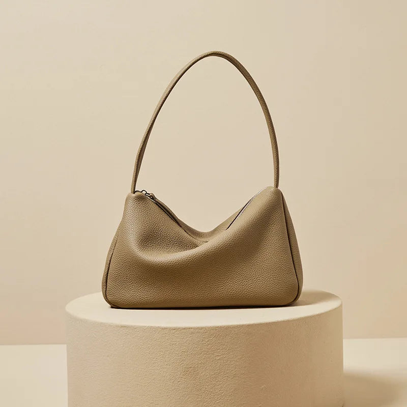 Cream Slouchy Leather Shoulder Bag