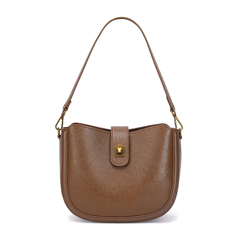 Olive Leather Saddle Shoulder Bag