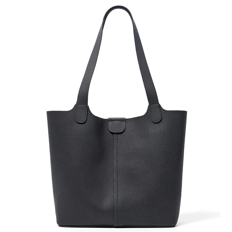 Sand Pebbled Leather Shoulder Tote