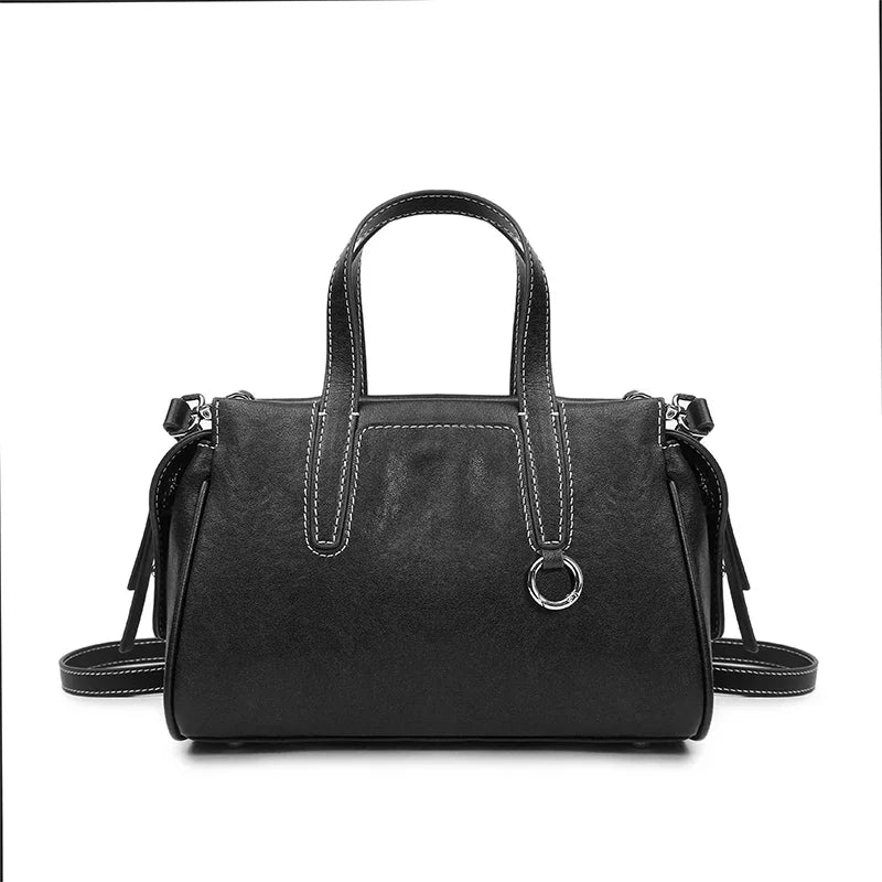 Vintage Leather Top-Handle Crossbody Bag