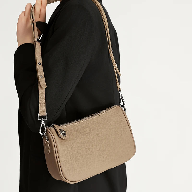 Black Pebbled Leather Baguette Bag