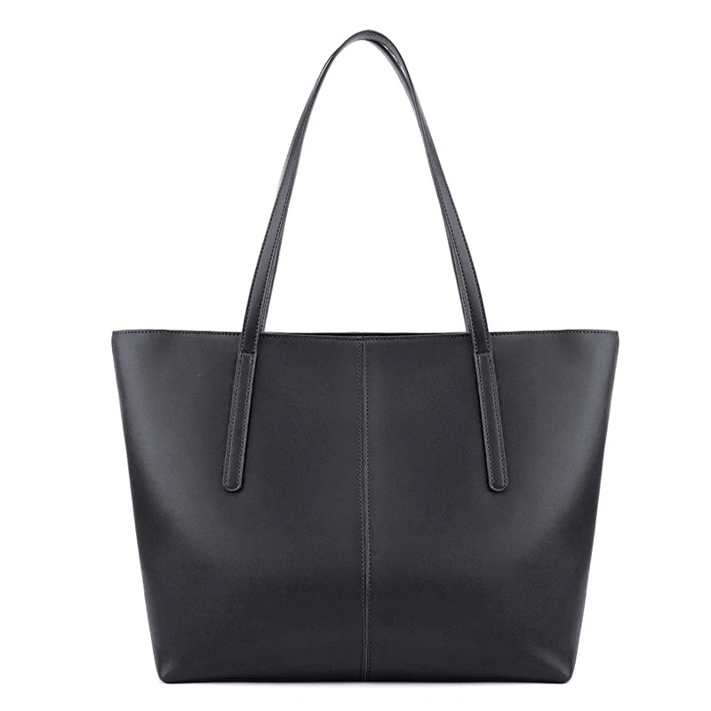 Beige Leather Shopper Tote