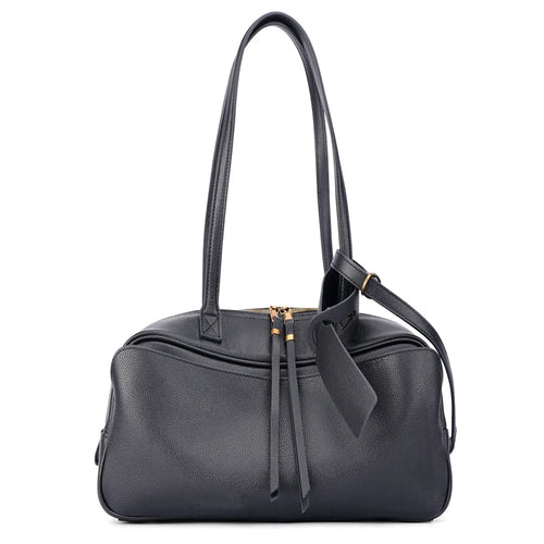 Burgundy Leather Bowling Shoulder Bag
