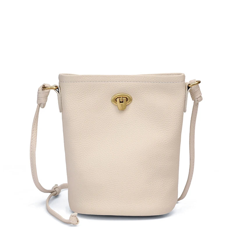 Orange Leather Mini Bucket Bag