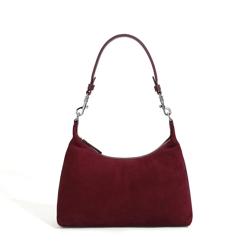 Burgundy Suede Shoulder Bag
