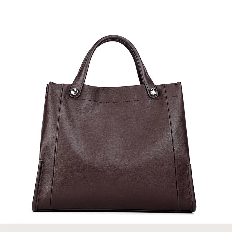 Brown Leather Top Handle Tote