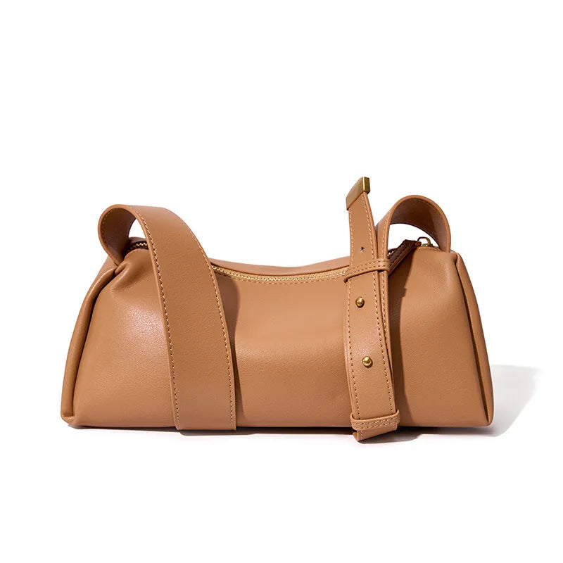 Sage Leather Barrel Shoulder Bag