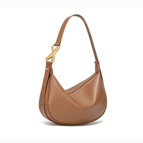 Black Crescent Leather Hobo Bag