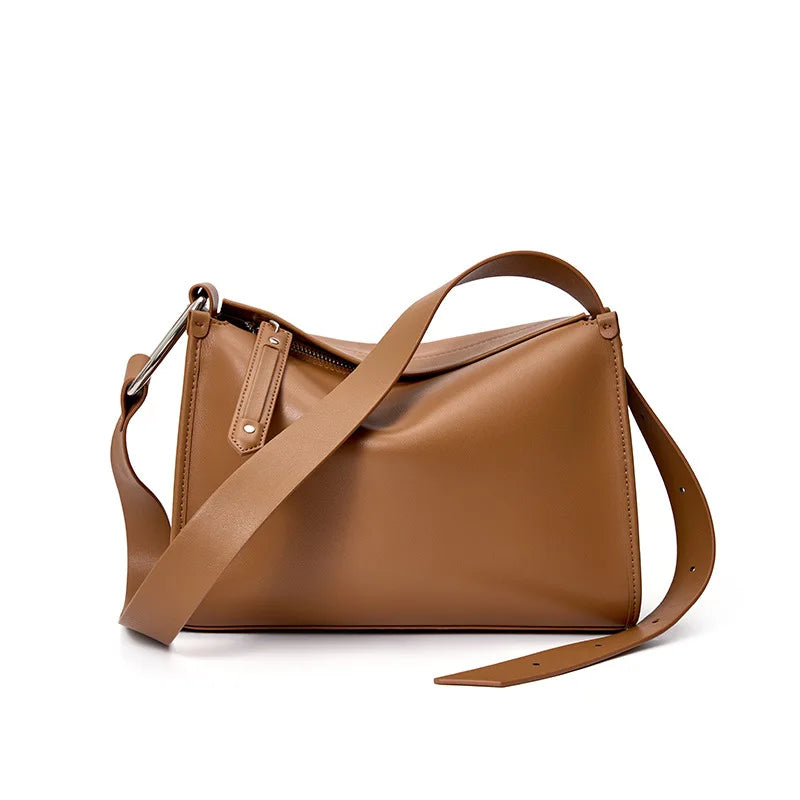 Wide Strap Leather Shoulder Bag