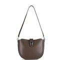 Brown Crescent Leather Shoulder Bag