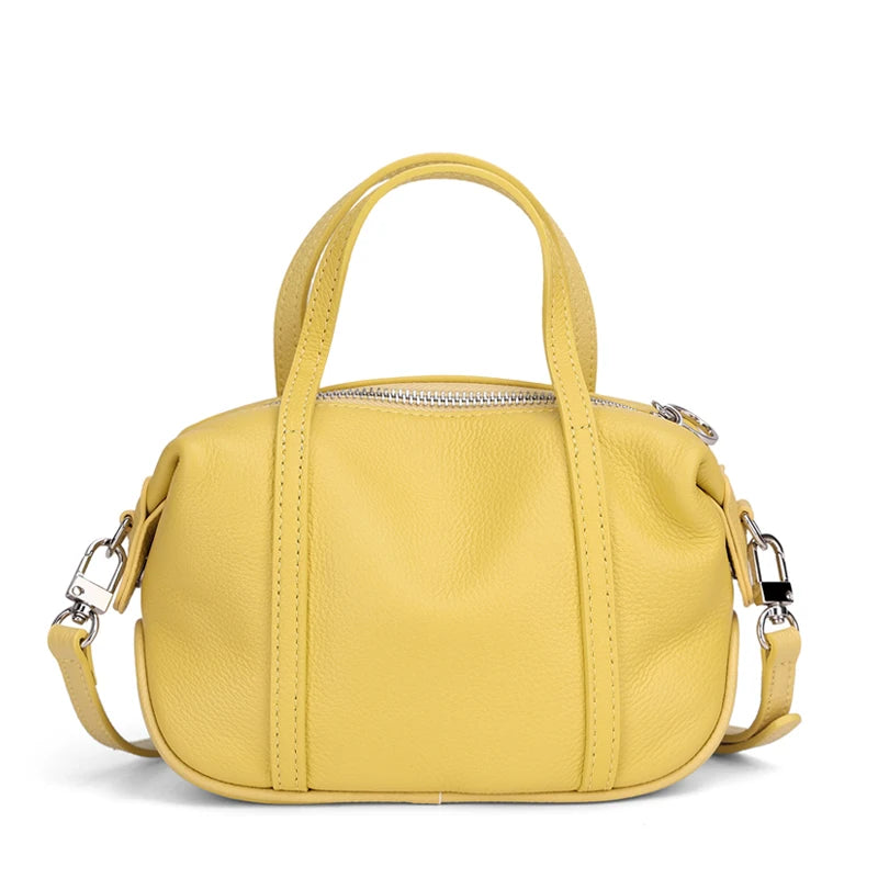 Yellow Leather Bowler Bag