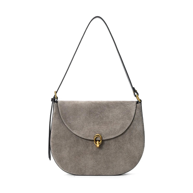 Suede Saddle Shoulder Bag