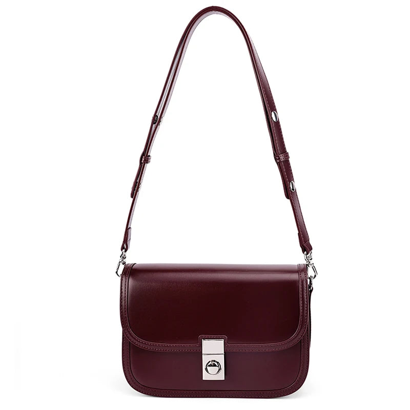 Vintage Flap Lock Leather Shoulder Bag