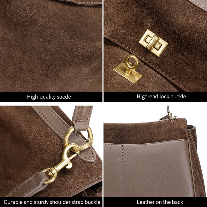 Suede Flap Shoulder Tote