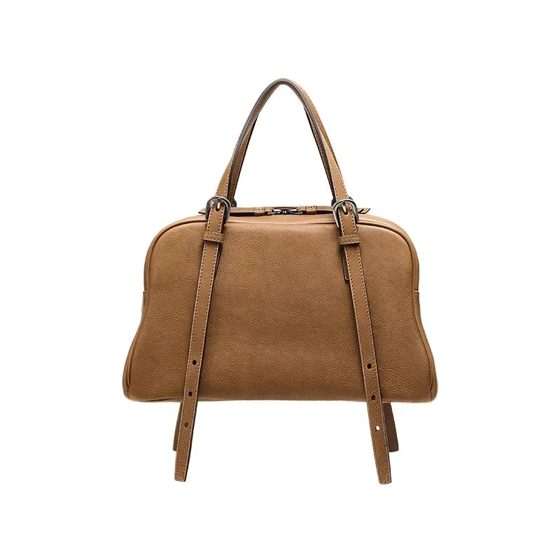 Mocha Leather Dome Satchel